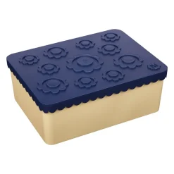 Discount treroms matboks i plast med blomster, blå/beige Matbokser