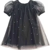 Clearance Pearl tyllkjole med puffermer, Black Penklær Jente | Penklær Baby Gutt