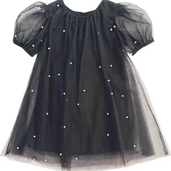 Clearance Pearl tyllkjole med puffermer, Black Penklær Jente | Penklær Baby Gutt