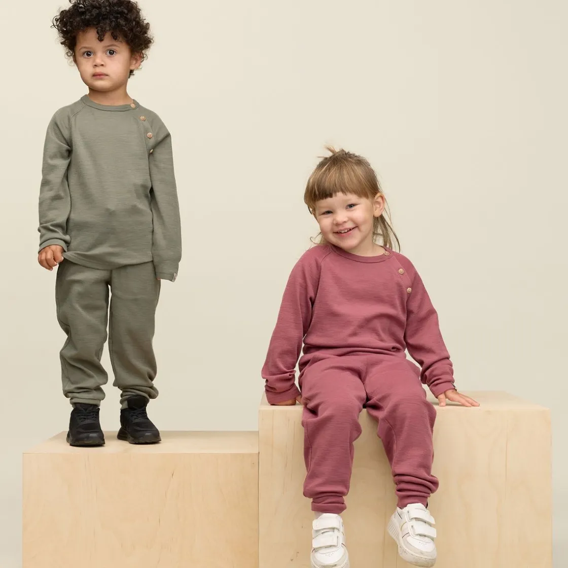 Fashion Villvette ullgenser til barn, Matt Grønn Ullgensere 8-16 År | Ullgensere Gutt 3-10 År