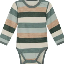 Best Hust & Claire Badia body ull/bambus striper, Jade Green Ullbody Og Ullgensere Baby | Ullbodyer Baby Gutt