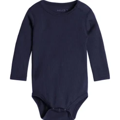 Clearance Hust & Claire Berry ribb body i ull/lyocell, blues Ullbody Og Ullgensere Baby | Ullbodyer Baby Gutt