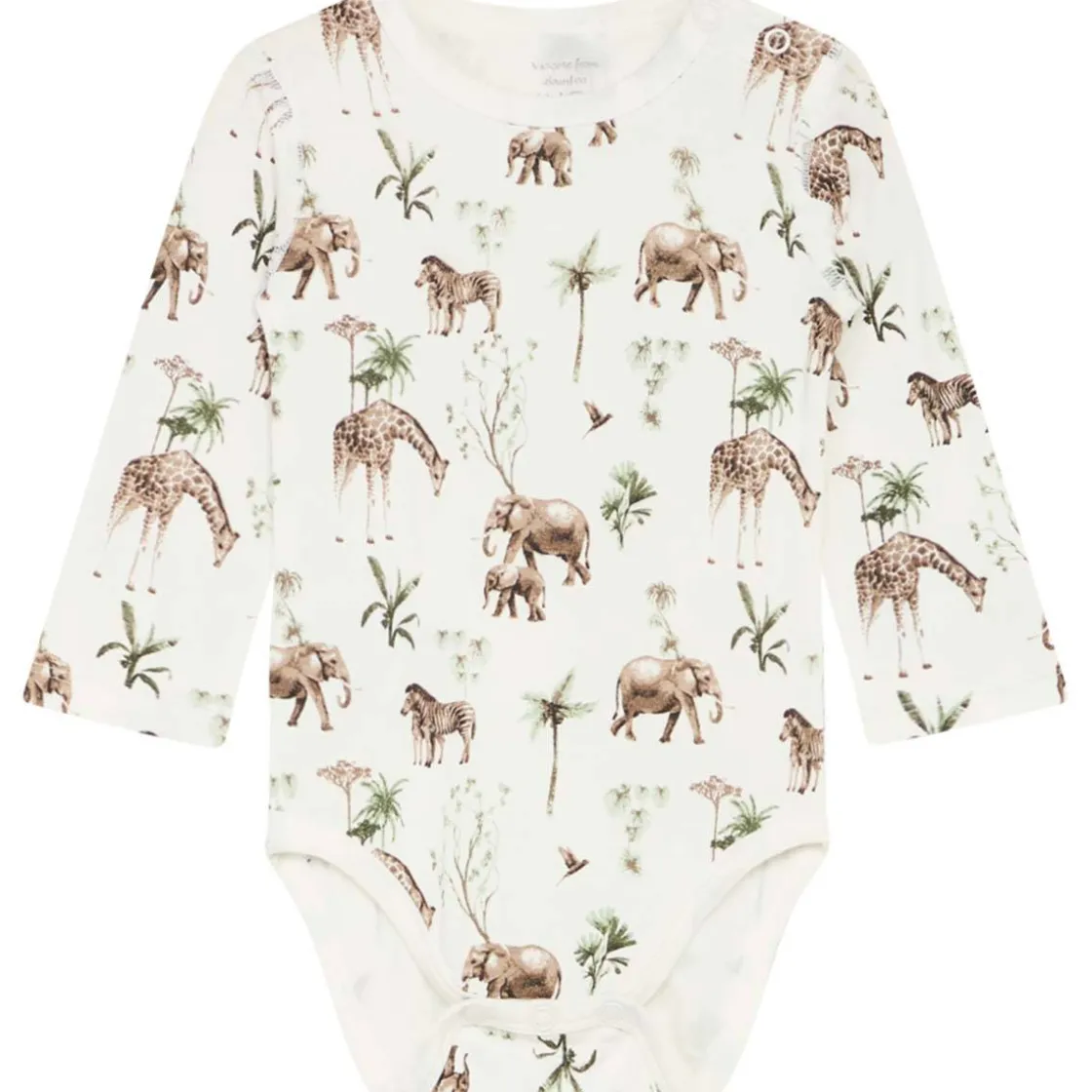 Clearance Hust & Claire body i bambus m/safari dyr, ivory Bodyer Baby Jente | Bodyer Baby Gutt