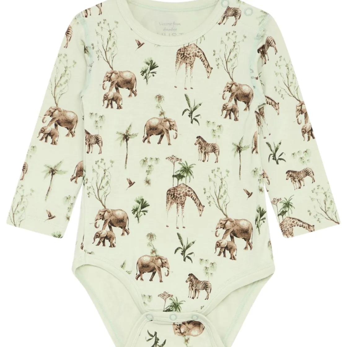 Hot Hust & Claire body i bambus m/safari dyr, Green hint Bodyer Baby Jente | Bodyer Baby Gutt