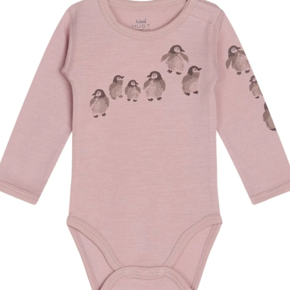 Clearance Hust & Claire body i ull med pingviner, Shade rose Ullbody Og Ullgensere Baby | Ullbodyer Baby Jente