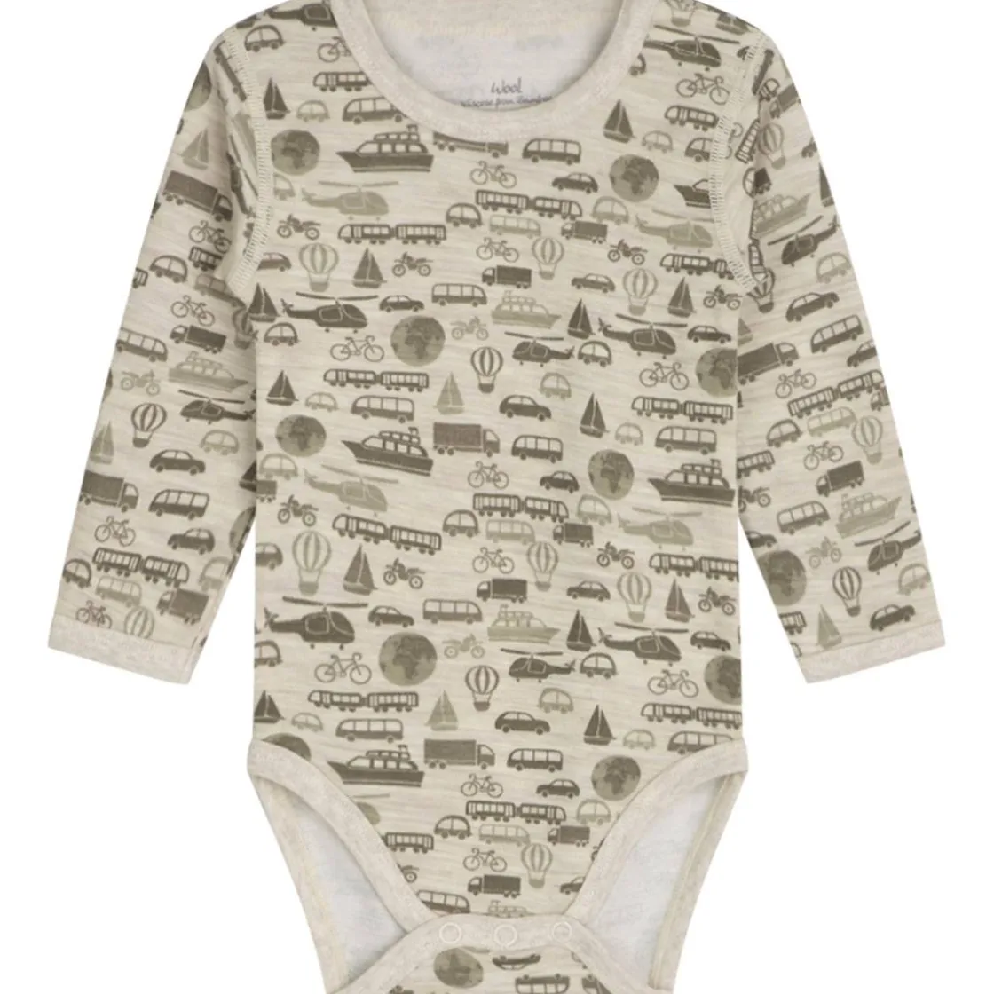 Clearance Hust & Claire body i ull/bambus m/kjøretøy, Wheat mel. Ullbody Og Ullgensere Baby | Ullbodyer Baby Gutt