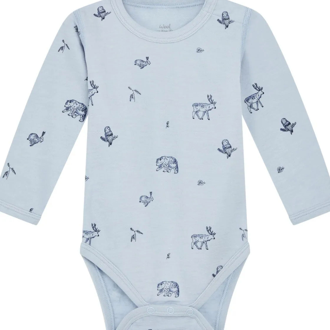 Sale Hust & Claire body ull/bambus skogsdyr, Cloud Blue Ullbody Og Ullgensere Baby | Ullbodyer Baby Gutt