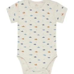 Outlet Hust & Claire Bue kortermet body i bambus, glacier Kort | Kortermet Baby Gutt