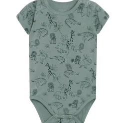 Outlet Hust & Claire Bue kortermet body i bambus, Green Ice Kort | Kortermet Baby Gutt
