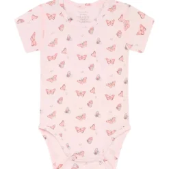 Outlet Hust & Claire Bue kortermet body i bambus, rose morn Kortermet Baby Jente | Bodyer Baby Jente