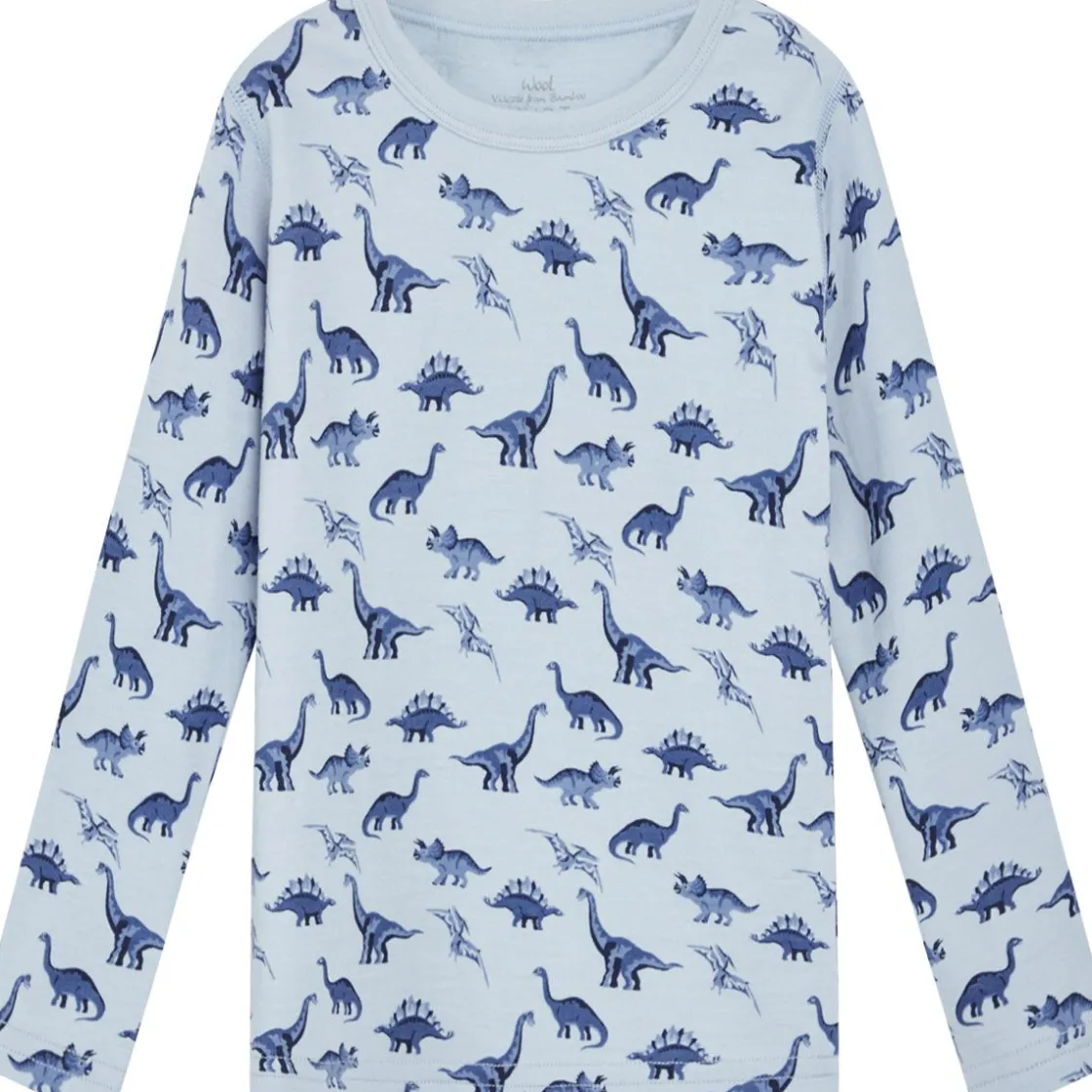 Outlet Hust & Claire Dino genser i ull/bambus, Cloud Blue Ullgensere 8-16 År | Ullgensere Gutt 3-10 År