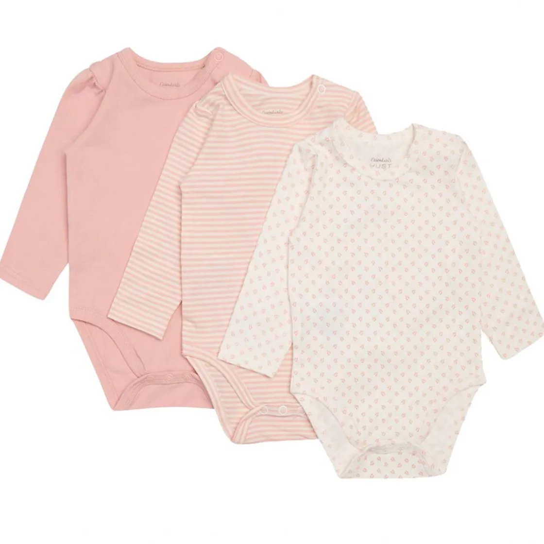 Sale Hust & Claire HCBlue 3-pack body, Dusty Rose Bodyer Baby Jente