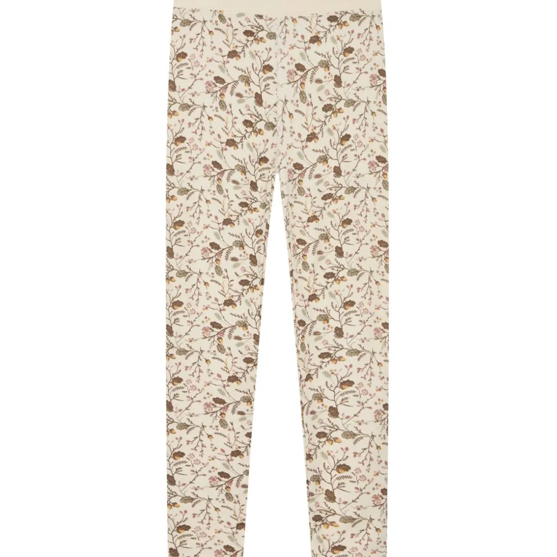 Outlet Hust & Claire leggings i ull/bambus m/blomster, Ecru Ullbukser 8-16 År | Ullbukser Gutt 3-10 År