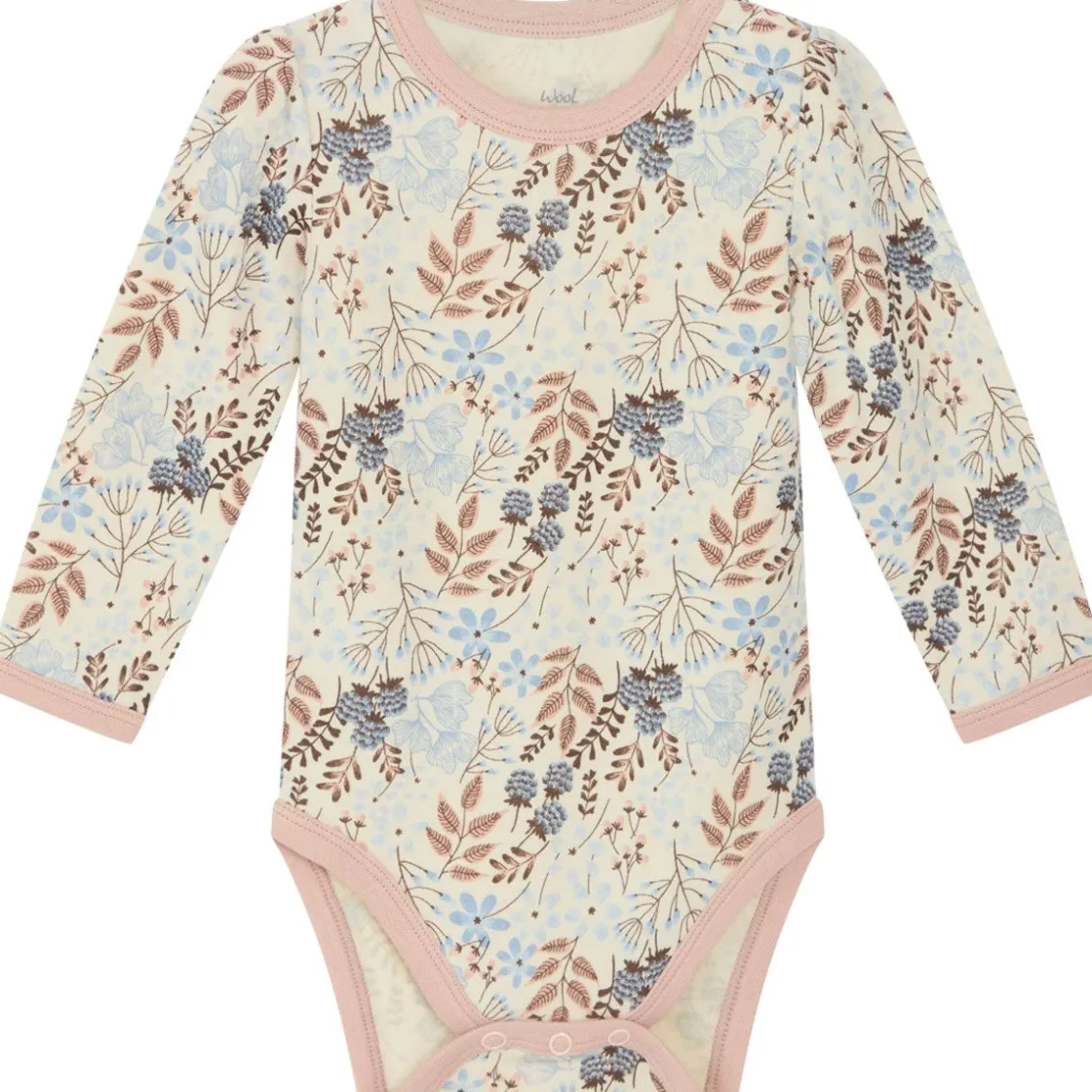 Outlet Hust & Claire ull/bambus body blomster, Cloud Blue Ullbody Og Ullgensere Baby | Ullbodyer Baby Jente