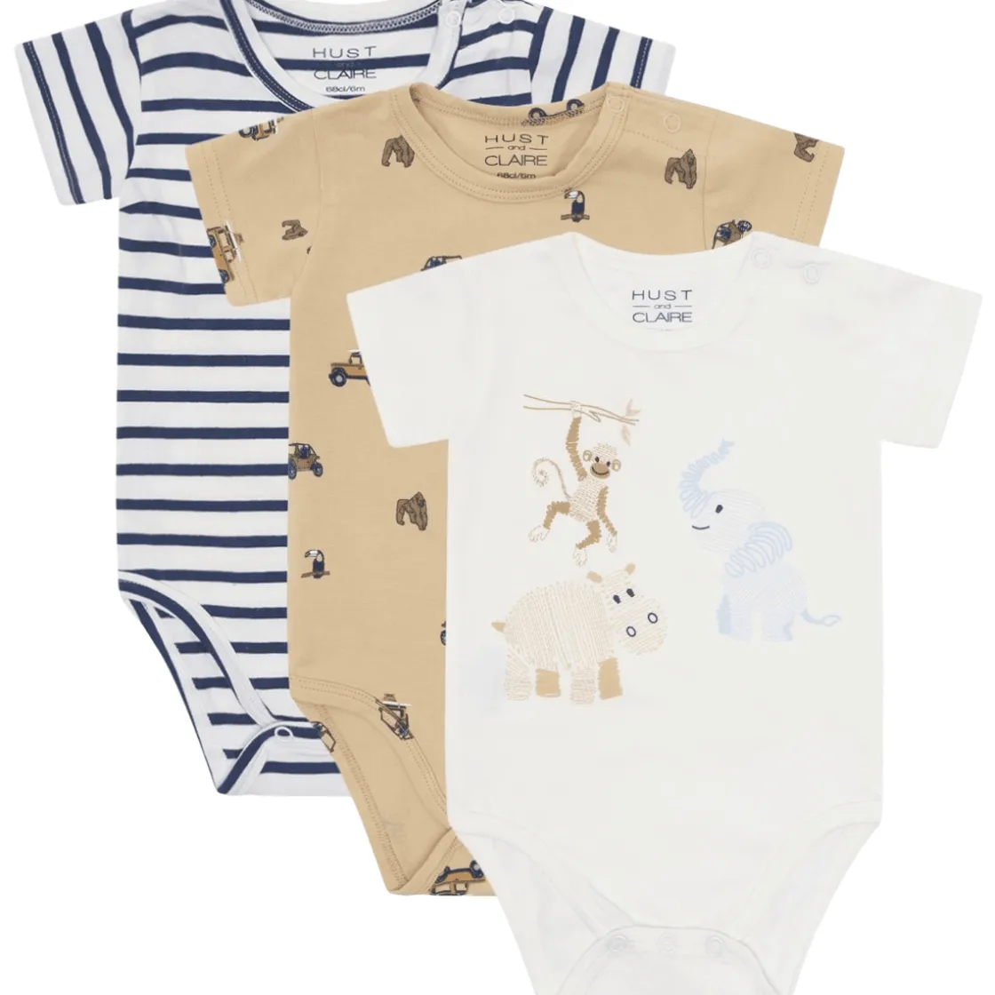Hot Hust and Claire Hcbertram 3-pack kortermet body, Pale Khaki Kort | Kortermet Baby Gutt