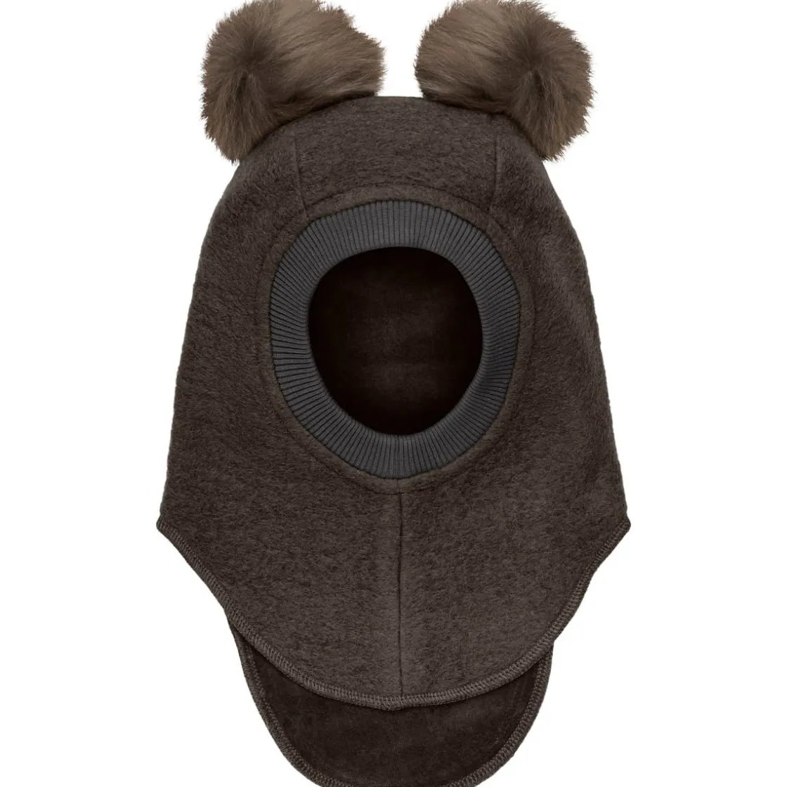 Fashion Balaclava lue tovet ull og dusker,Dark Brown Vinterluer Barn | Vinterluer Baby