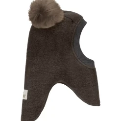 Fashion Balaclava lue tovet ull og dusker,Dark Brown Vinterluer Barn | Vinterluer Baby