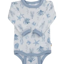 Clearance Aqua Flora body i sommerull, Light blue Ullbody Og Ullgensere Baby | Ullbodyer Baby Gutt