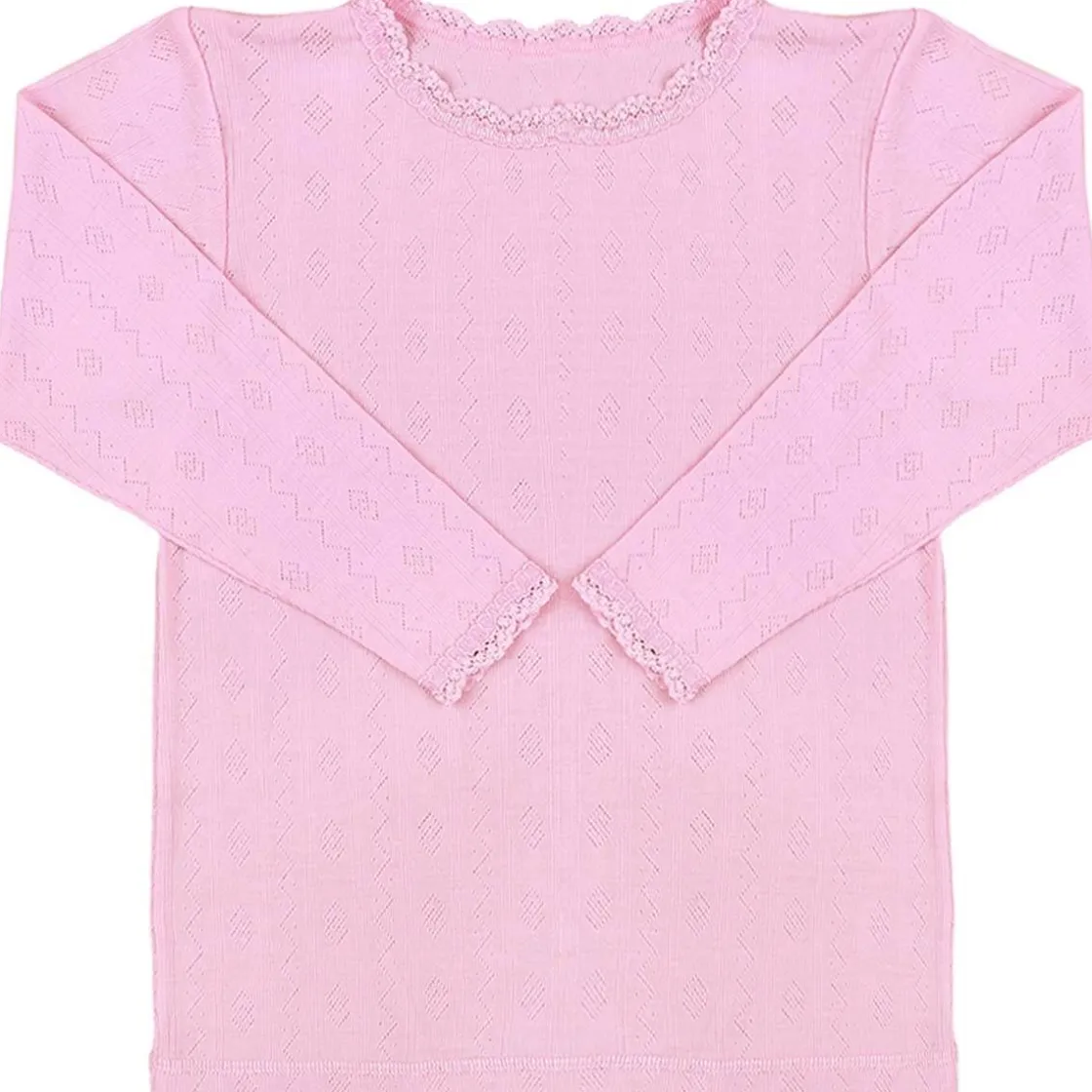 New genser i ull/silke med blonder til barn, prime rose Ullgensere 8-16 År | Ullgensere Jente 3-10 År