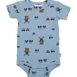 Sale Poppy & Mill kortermet body i bambus, Blue Kort | Kortermet Baby Gutt