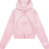 Hot Tonal velour hettejakke, pink nectar Gensere Jente 8-16 År | Gensere & Overdeler Gutt