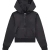 Outlet Tonal velour hettejakke, jet black Gensere Jente 8-16 År | Gensere & Overdeler Gutt