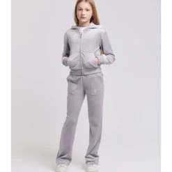 Outlet Tonal velour joggebukse, dapple grey Bukser Jente 8-16 År | Bukser Baby Gutt
