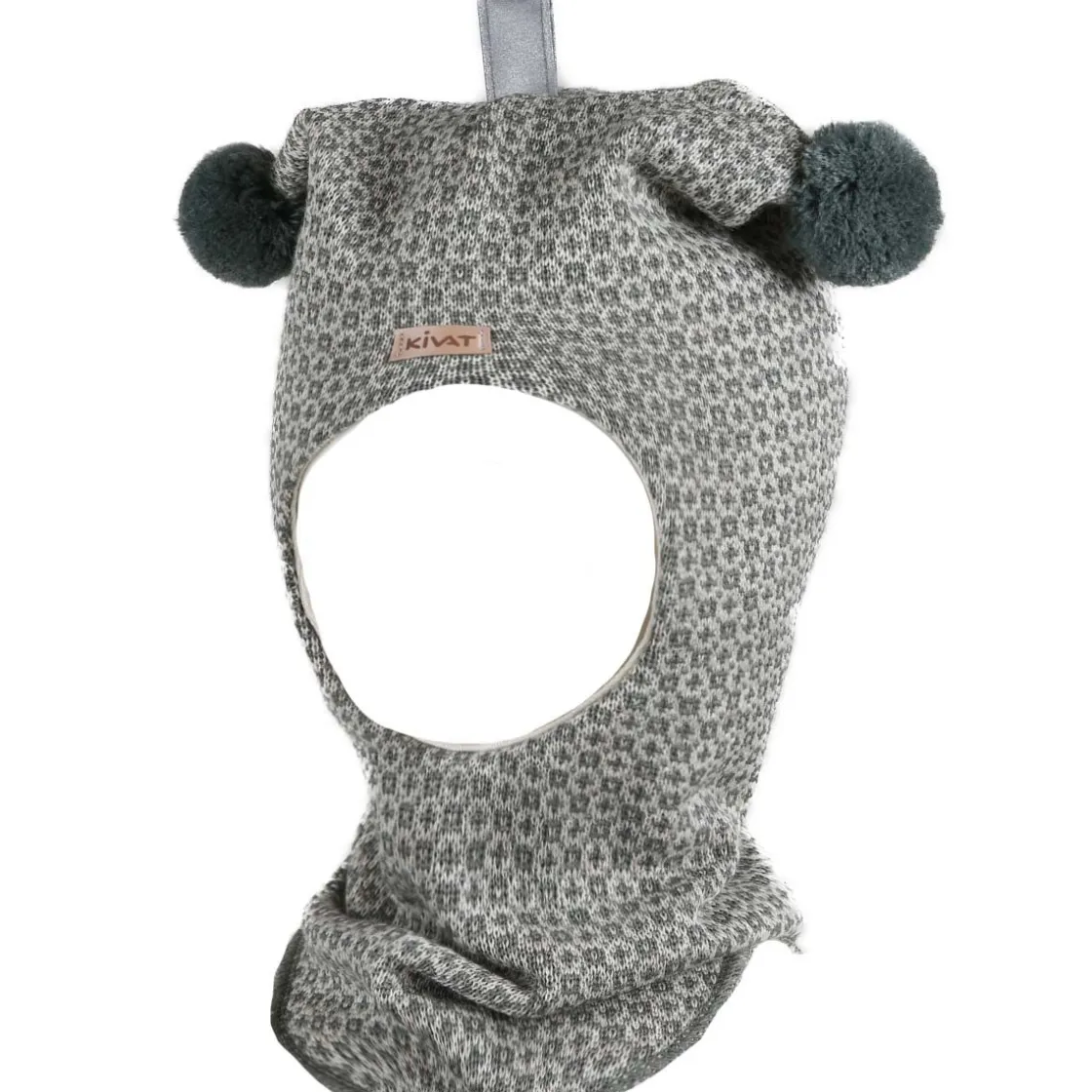 Fashion balaclava lue med mønster, støvgrønn/sand Vinterluer Barn | Vinterluer Baby