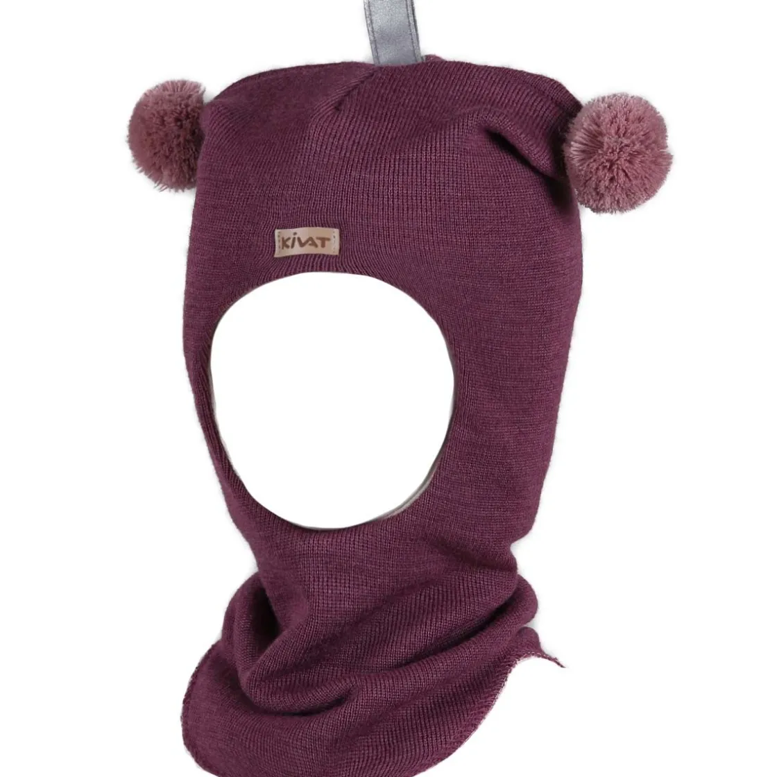 Best balaclava med kontrast dusker, plomme/old rose Vinterluer Barn | Vinterluer Baby