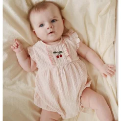 Outlet Ellie romper til baby, Peony Stripe Penklær Baby Jente | Penklær Baby Gutt