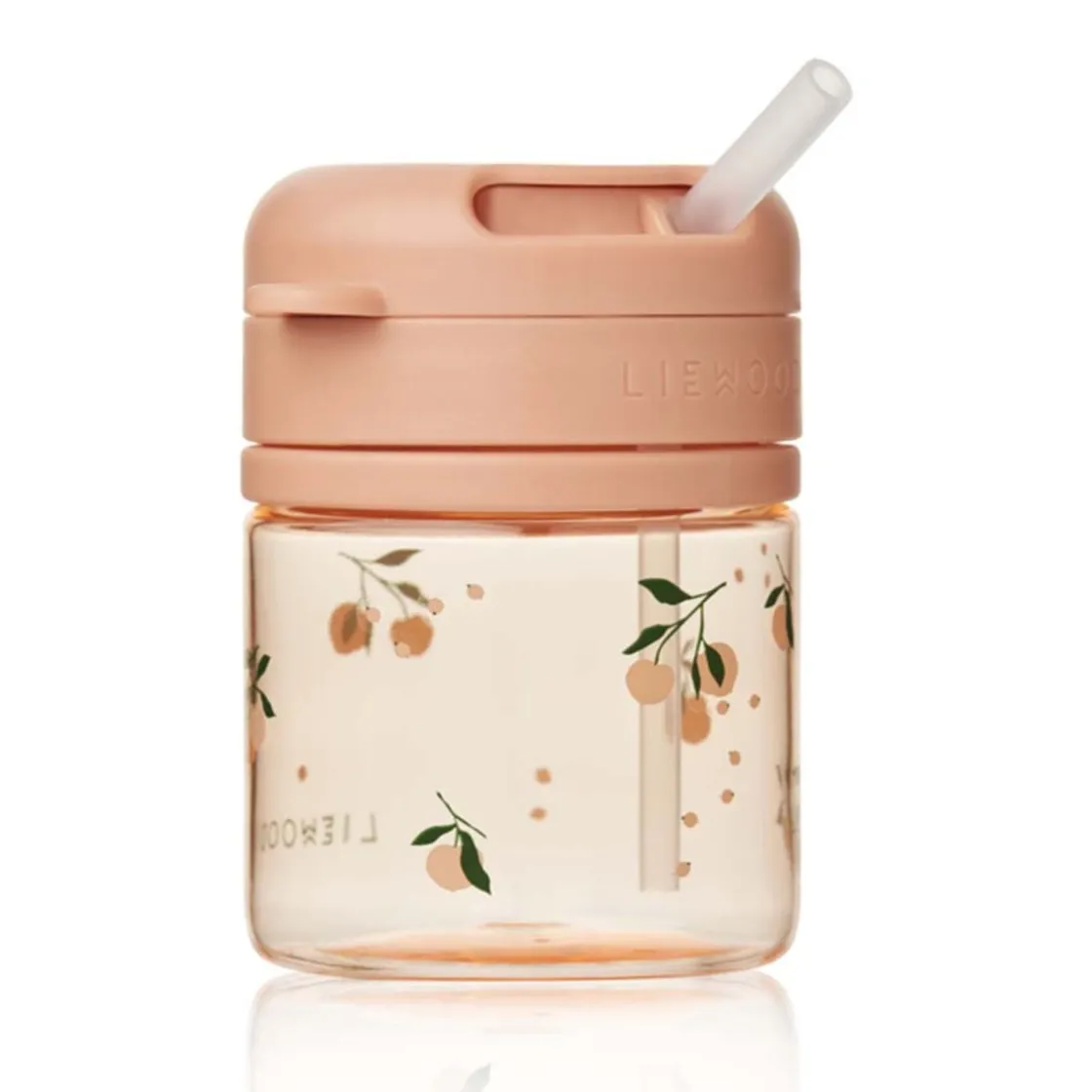 Fashion Pavia kopp med sugerør i Tritan, Peach/Sea shell Kopper Og Drikkeflasker