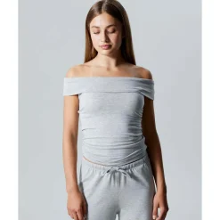 Discount Nlfbenedicte Off Shoulder topp, Light Grey Melange T-skjorte Jente 8-16 År | T-skjorter & Singleter Jente