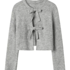 New Nlfbowback strikket genser til barn, Light Grey Melange Penklær Jente 8-16 År | Penklær Baby Gutt
