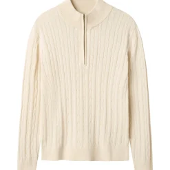 New Nlmhabel genser m/ half-zip til barn, Antique White Penklær Gutt 8-16 År | Penklær Baby Gutt