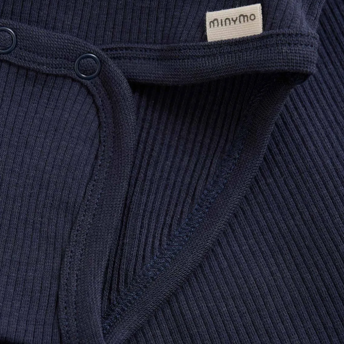 Fashion ribb kortermet body, blue nights Kort | Kortermet Baby Gutt