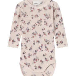 Hot Nbfwang Needle body i ull m/blomster, Lilac Ash Ullbody Og Ullgensere Baby | Ullbodyer Baby Jente