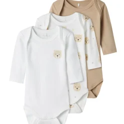 Outlet Nbnbody Bear 3-pack body, Oxford Tan Bodyer Baby Jente | Bodyer Baby Gutt