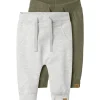 Clearance Nbntakki 2-pack joggebukse til baby, Light Grey Mel. Bukser Baby Gutt