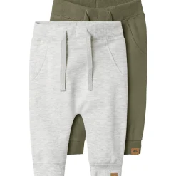 Clearance Nbntakki 2-pack joggebukse til baby, Light Grey Mel. Bukser Baby Gutt