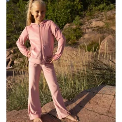 Outlet Hermine velour bukse til barn, Coral pink Bukser Jente 8-16 År | Bukser Baby Gutt