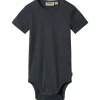 Fashion Timo rib kortermet body, navy Kort | Kortermet Baby Gutt