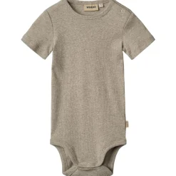 Discount Timo rib kortermet body, gravel melange Kort | Kortermet Baby Gutt